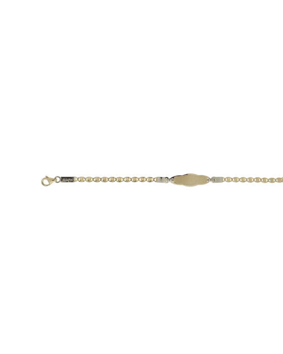 18CT T/T ID BRACELET OVAL 14cm